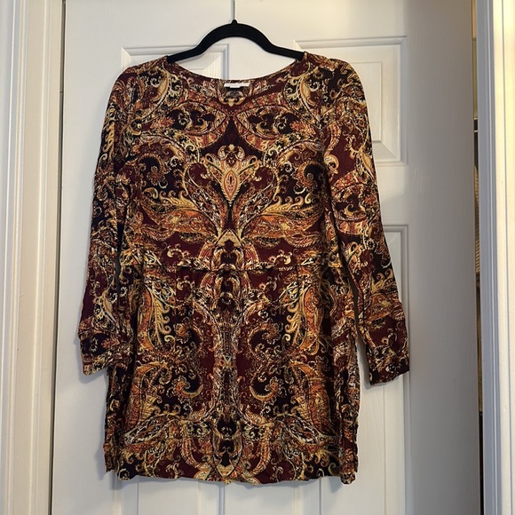 J Jill boho Pinot baroque paisley tunic top longline size XS women’s - Picture 2 of 5